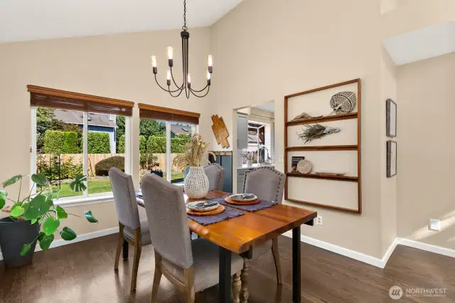 Formal dining room offers great space and overlooks private backyard.