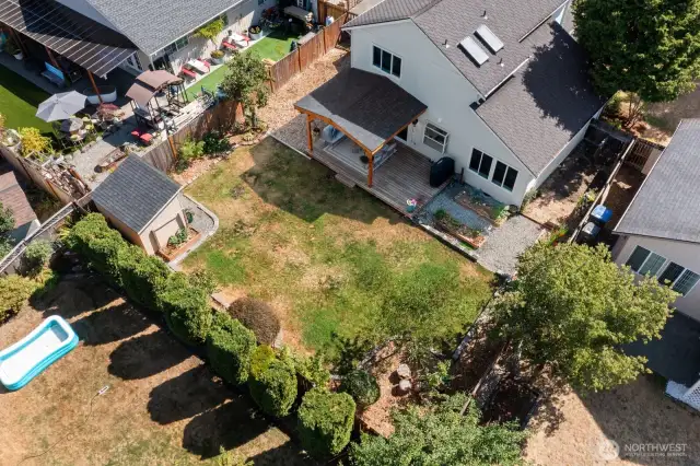Fully fenced backyard.