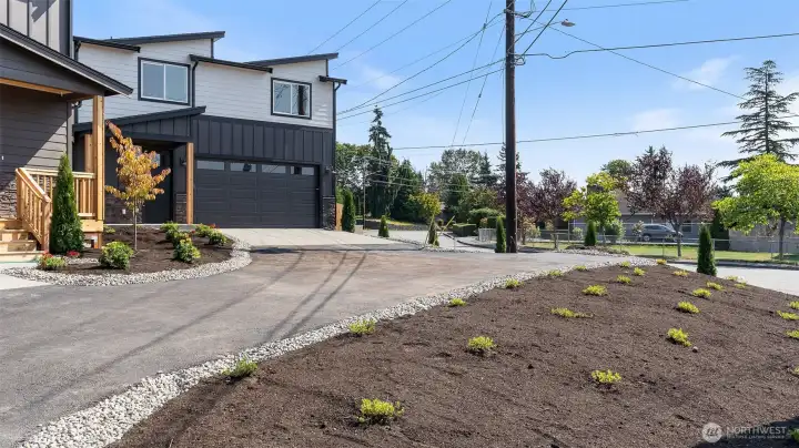 Located on a corner lot.