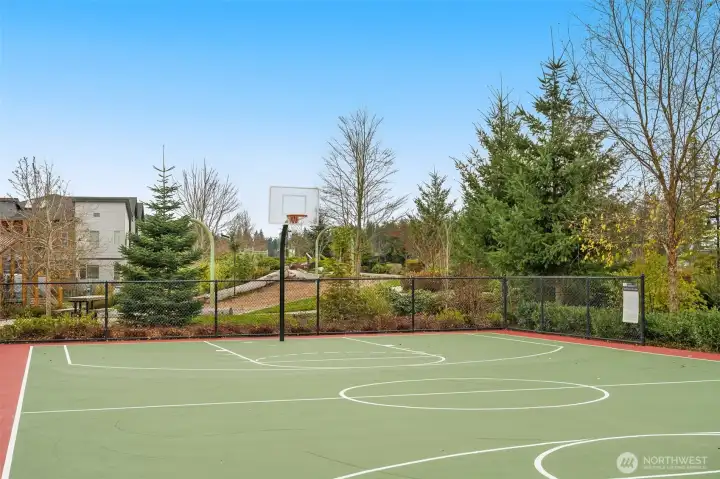 Basketball, picklball and tennis, all within walking distance of the home!