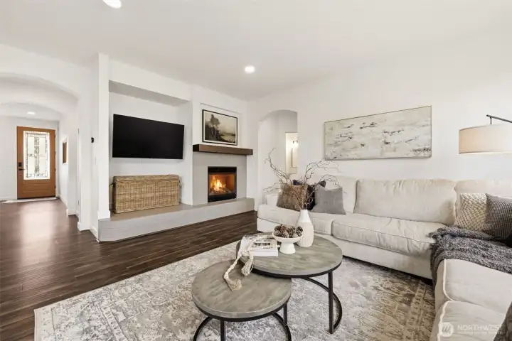 Gas fireplace creates a cozy environment