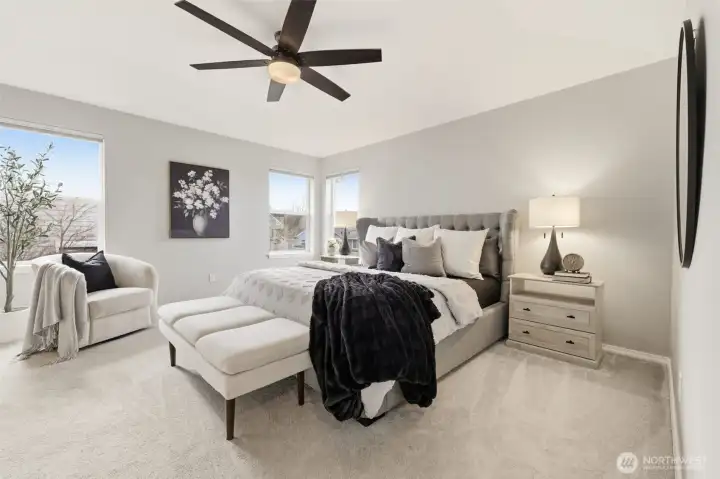 Spacious primary bedroom