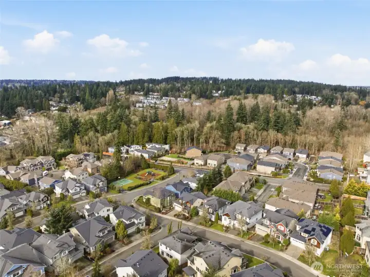 Neighborhood playground and sport court just down the street from the home