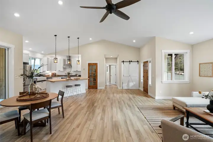 Wide shot heading towards other side of home