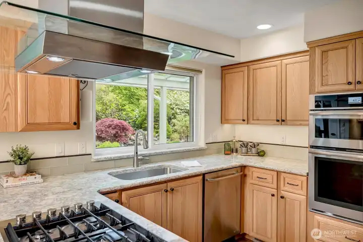 Dining al fresco is made easy with this pass through window.