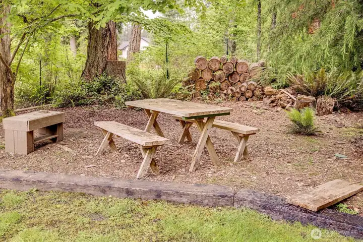 Surrounded by old growth at the back of the .8 acre property.