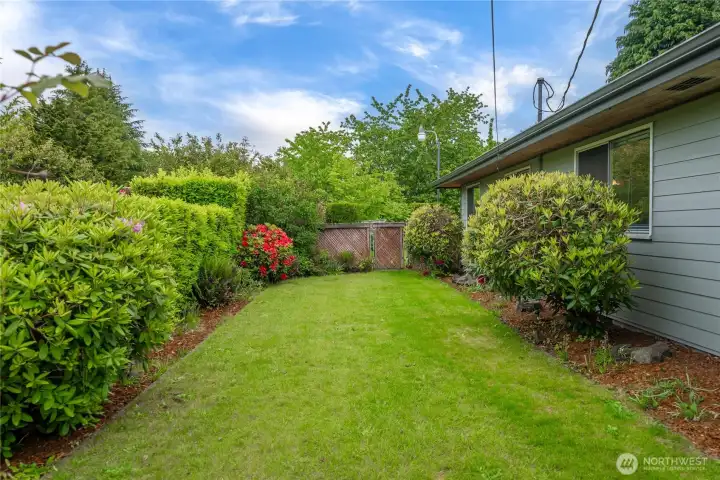 Side yard with gate to backyard Side yard with gate to backyard