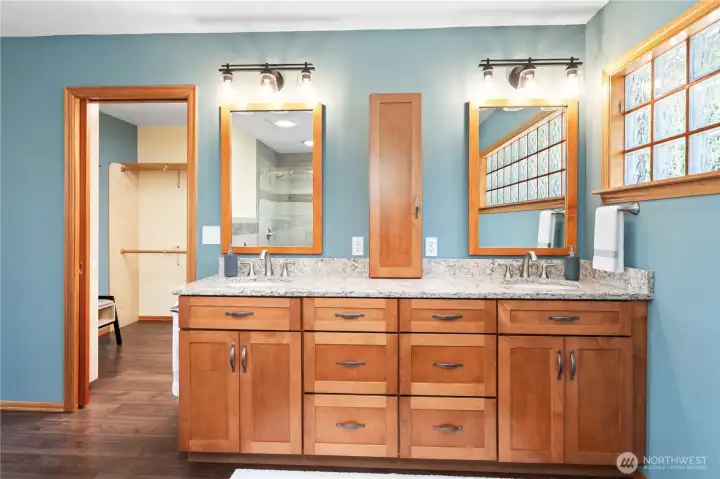 Primary bath features dual sinks.