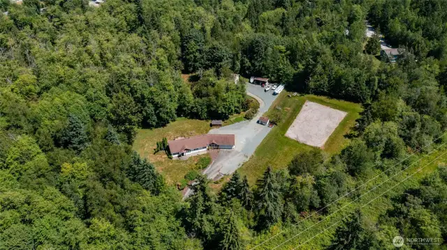 Over view of property, home, arena, horse barn