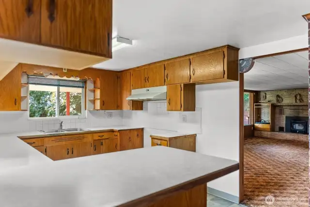 Good kitchen work areas and counter tops.