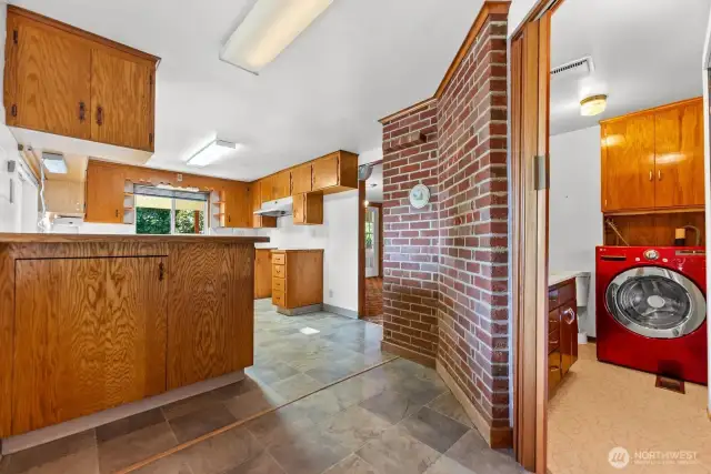 3/4 Bath and washer/ Dryer off Kitchen