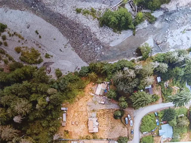 from above.  One lot is on the river, the other adjacent