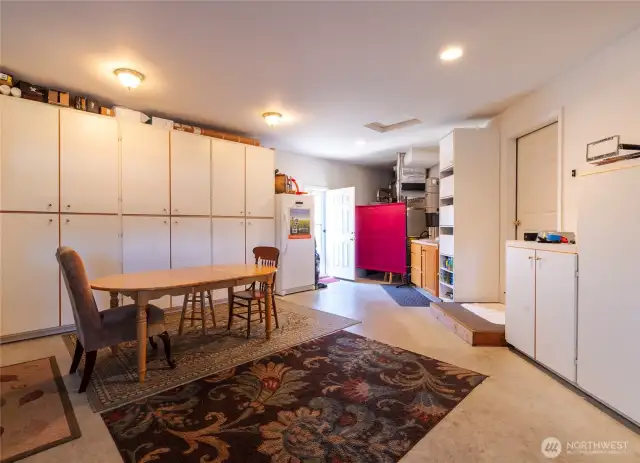 storage and extra area in attached garage