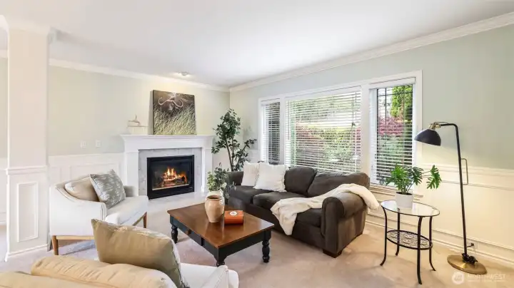 A gas fireplace offering comfort in every season