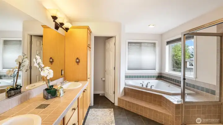 Come home to a luxurious 5-piece primary bath designed for relaxation.