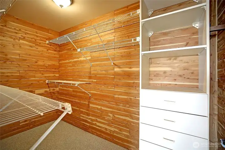 Cedar lined closet in Primary