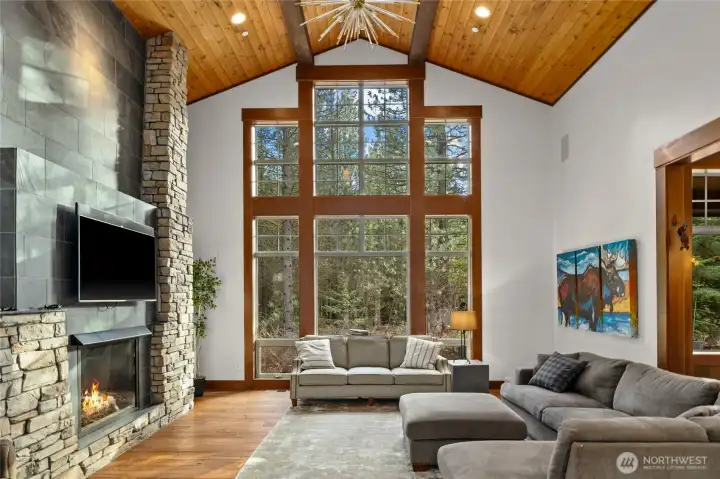 Great Room with south facing windows brining in natural light