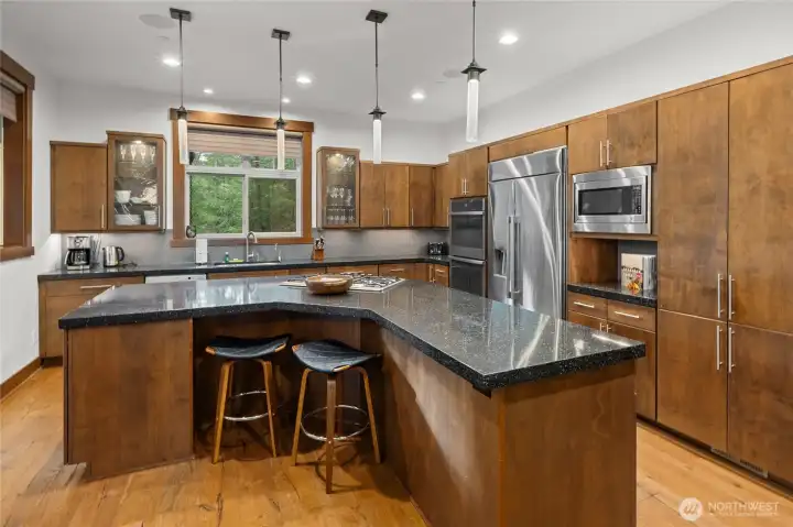 Kitchen area with eating space at island