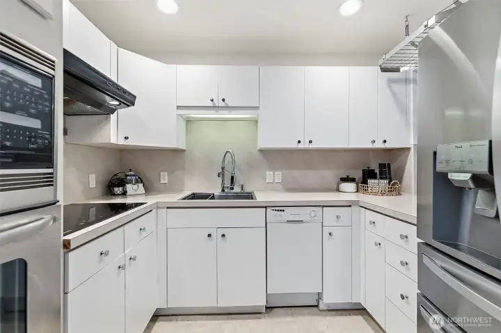 Lower-level kitchen expands options for entertaining or extended living.