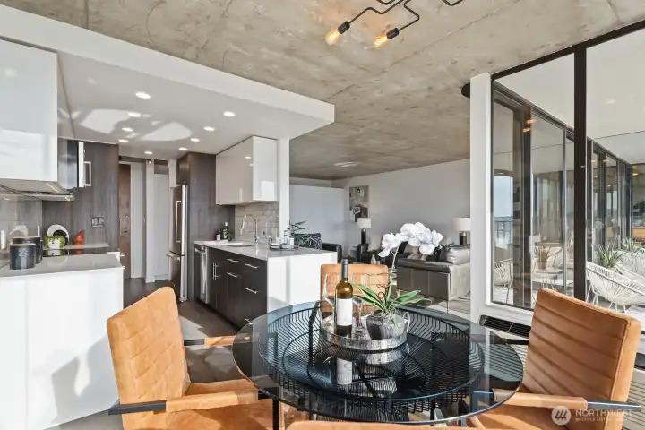 Hosting in this space is truly a dream - vibes flow effortlessly from living to dining to the kitchen.