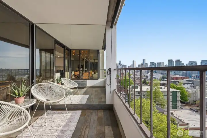 Ceramic tile deck floors and mirrored walls add design interest and flair to this fantastic outdoor space.