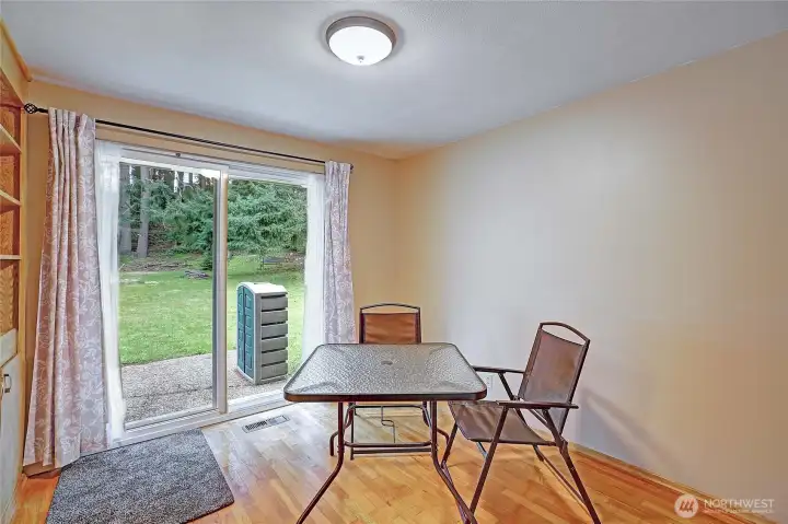 Room for dining table off slider to back yard.