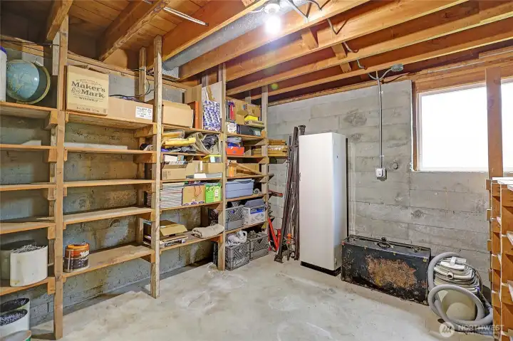 Good old-fashioned shelving...holds alot of stuff!