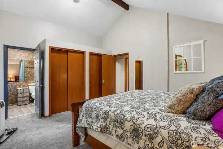 Spacious primary suite with dual closets and direct ensuite access because one closet was never going to cut it.