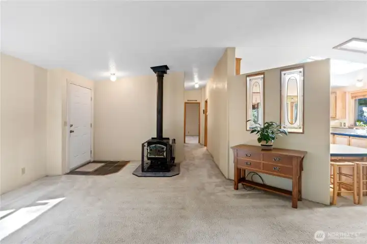 Wood fireplace offering another heat source. Wood fireplace offering another heat source.