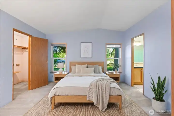 Virtually staged primary ensuite. Virtually staged primary ensuite.