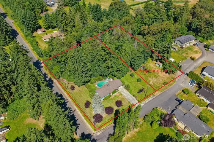 This plat shows two new parcels after a proposed boundryline adjustment, creating a new approximately .80 acre buildable lot worth $200,000+