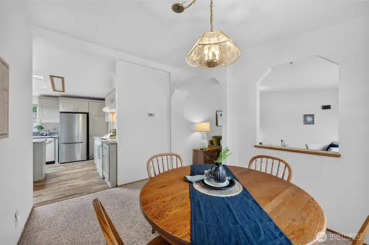 Enjoy meals with family & friends in the dining room, situated between the living room & kitchen. Enjoy meals with family & friends in the dining room, situated between the living room & kitchen.