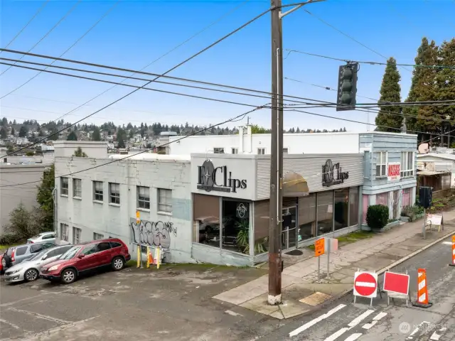 This street-level view highlights the site’s blend of commercial potential and residential charm. A blank canvas ready for a transformative vision!