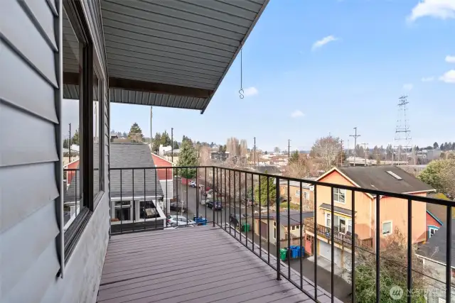 Off the living room is this great balcony.