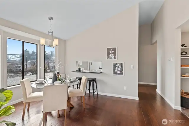 A separate bay window provides great outlook and lighting to the dining nook.