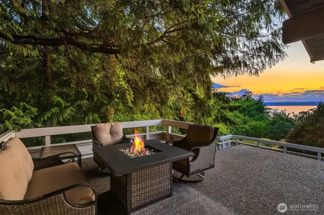 A cozy part of the patio overlooking views and grounds.