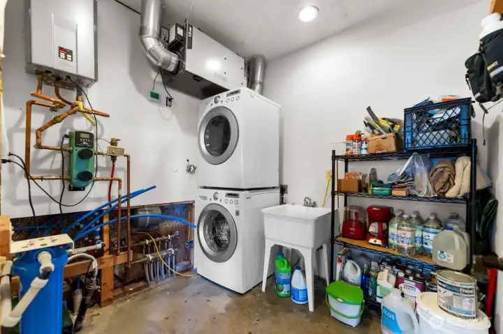 Laundry, utility room. Propane boiler  for floor heating and airfiltraion