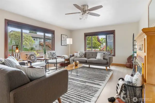 Large living room with oversized windows that allow just the right amount of natural lighting.