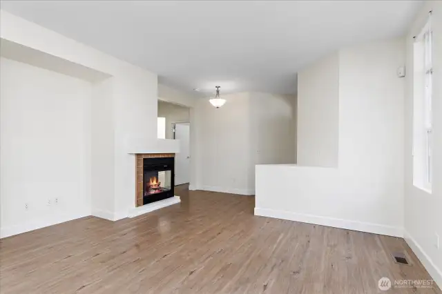 Gas fireplace in the living room area