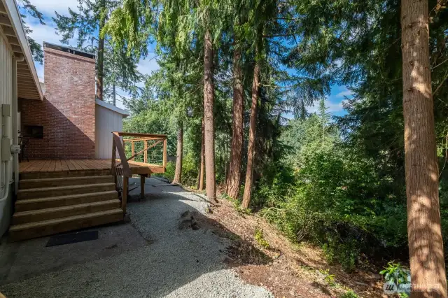 VIEW OF DECK FROM UPPER YARD