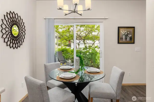 Sunny kitchen eating nook is also great flexible space for a home office