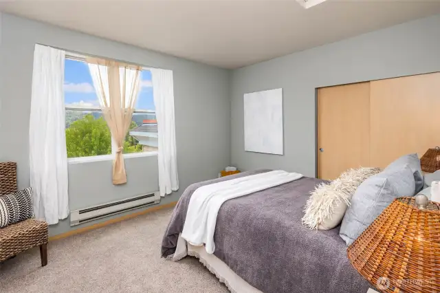 Primary suite with westerly views to the valley, lots of storage with 3 closets