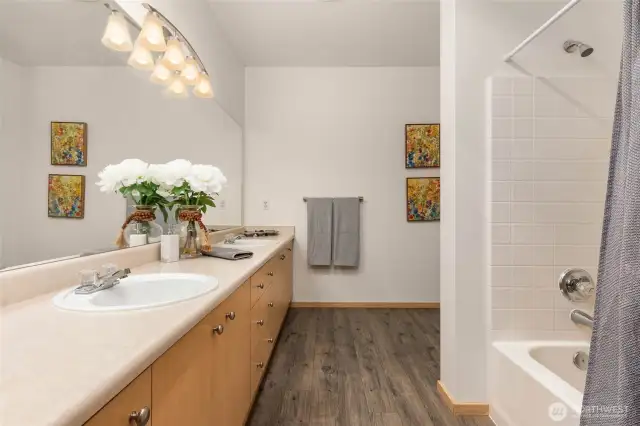 Spacious primary bath with double vanity