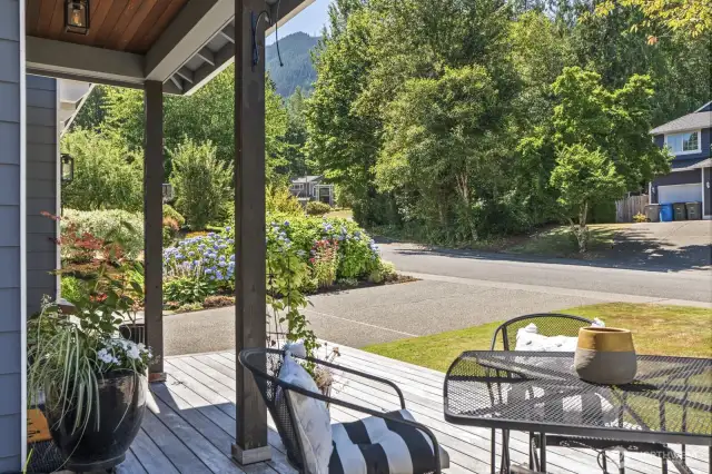 Enjoy the mountain and garden views from your front deck-- a relaxing start or finish to your day!
