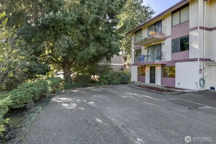 View of your two decicated parking spaces just steps from your front door !