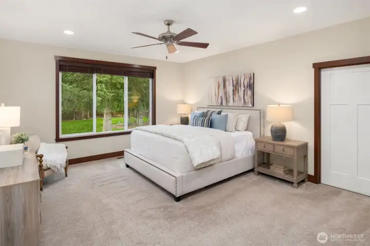 Tranquil Primary bedroom located on the South wing of the home