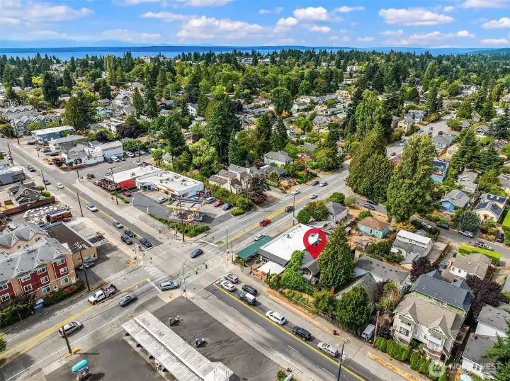 Aerial looking Northwest