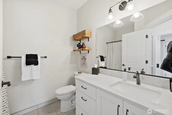 large 3/4 bath off of the mudroom.