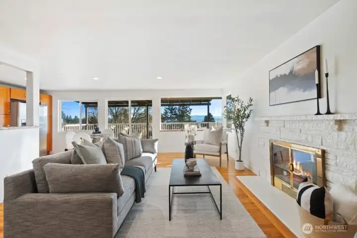 New LED lighting plus a wood-burning fireplace for winter comfort