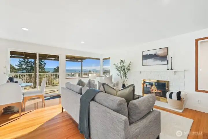 Covered Trex-style deck for outdoor living right off main living area